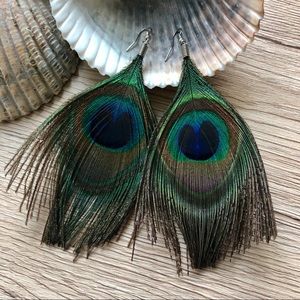 Vintage luxury peacock feather earrings